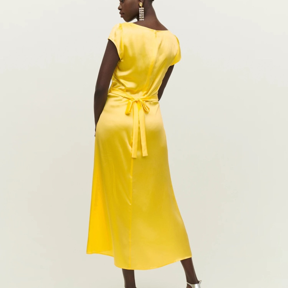 Reformation Scottie Silk dress, lemon lily L, size 2